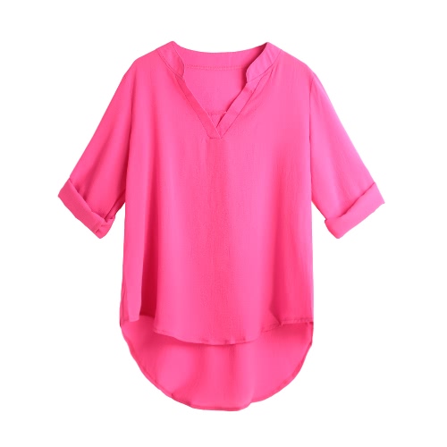 

Casual Adjustable Long Sleeve High-low Hem Blouse