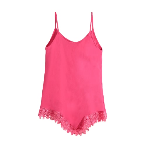 

Crochet Lace Irregular Hem Scoop Tank Tops