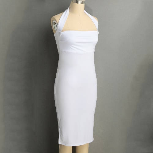 

New Sexy Women Dress Cut Out Back Off Shoulder Halterneck Sheath Bodycon Club Party Dress