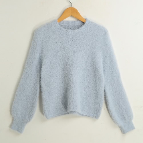 New Fashion Women Knitted Sweater Solid Color O-Neck Long Sleeve Casual Thick Warm Jumper Pullover Knitwear