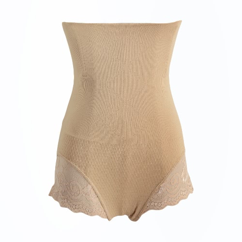 

Sexy Women Shape Control Briefs Lace Cut Out Postpartum Slim Seamless Body Shaper Black/Beige
