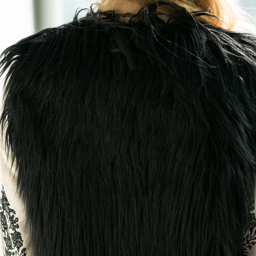 

Fashion Women Fluffy Faux Fur Vest Sleeveless Coat Solid Furry Winter Warm Short Gilet Outerwear Jacket
