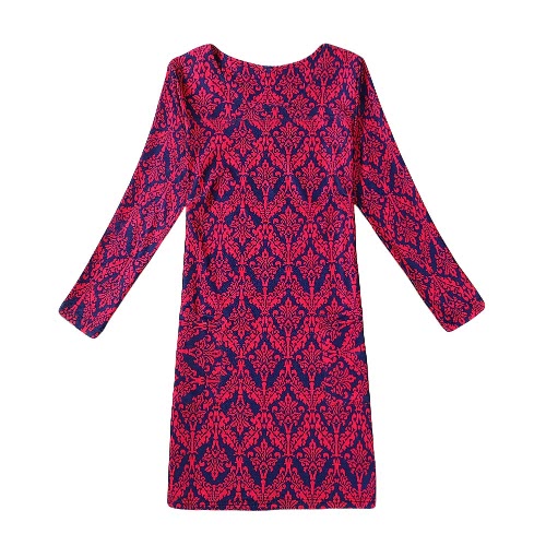 

Casual Floral Print Round Neck Long Sleeve Spring Autumn Dress for Women