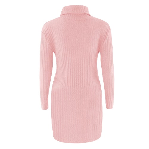 

New Sexy Women Knit Dress Solid Turtleneck Long Sleeve Casual Party Mini Sweater Dress