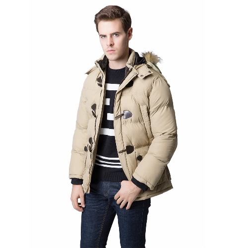 

Men Winter Parka Faux Fur Collar Hooded Coat