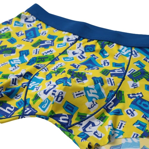 

Fashion Men Boxer Shorts Print Elastic Waist U Convex Seamless Trunks Underwear Underpants Yellow/Black/Blue