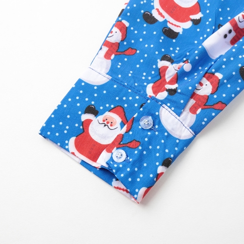 

New Autumn Men Christmas Print Shirt Holiday Cartoon Long Sleeve Dress Shirt Casual Men Top