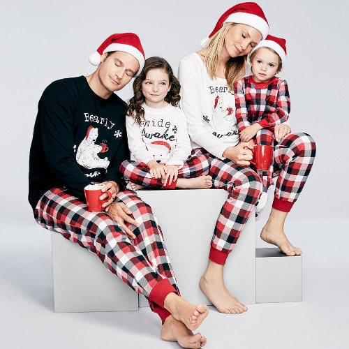 

New Men Two-Piece Set Pajama Christmas Sleepwear O-Neck Long Sleeves Casual House Coat Top Pants Black