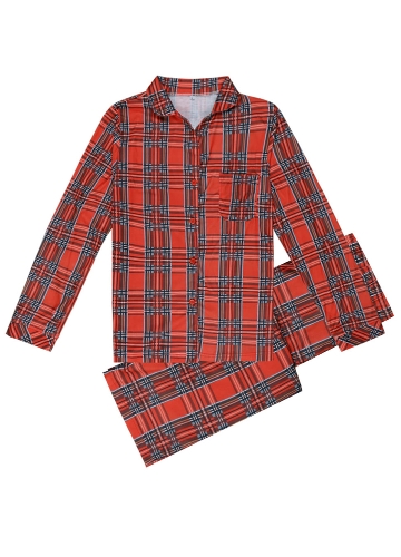 

Family Dad Men Two-Piece Set Plaid Pajama Sleepwear House Wear Top Pants
