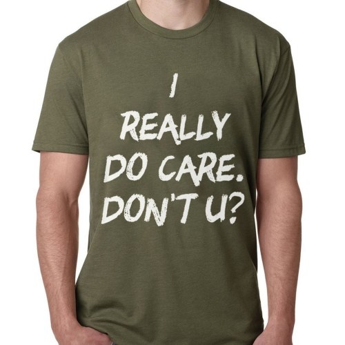 

Casual Simple I Really Do Care T-Shirt Short Sleeve Soft Tops for Summer