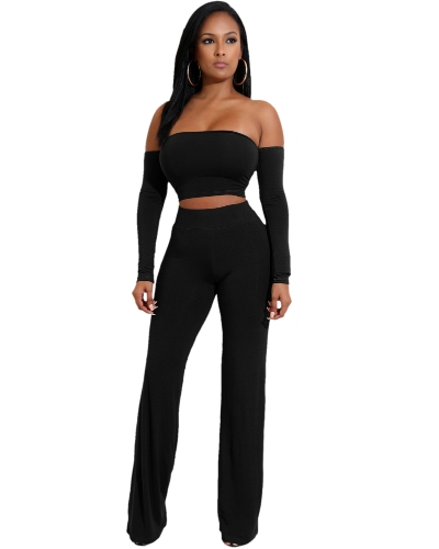 

Off Плечи Сексуальные женщины Две части Backless Bandages Lace Up Slim Crop Top Брюки Брюки Клуб Дамы Костюмы