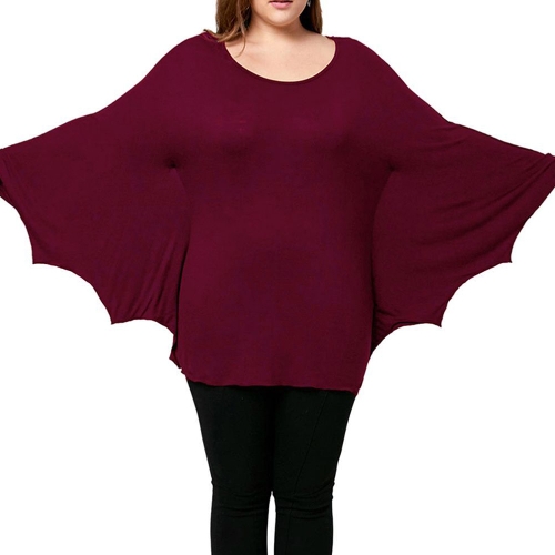 Sexy Women Loose Bat Long Sleeves Blouse O-Neck Solid Casual Soft Top Pullover Shirt