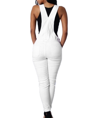 

Women Denim Dungarees Overalls Adjustable Buttoned Pockets Jumpsuits Skinny Pants Pencil Jeans Trousers Tights
