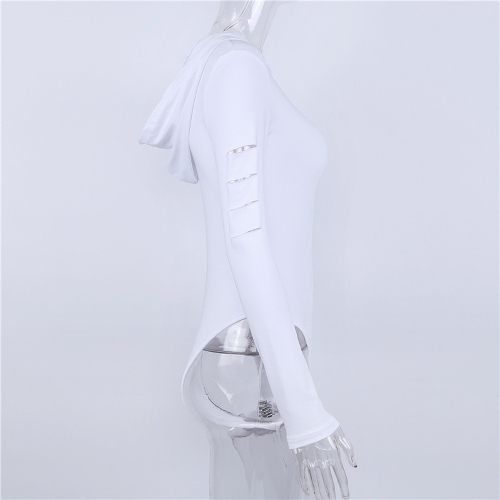

Новые сексуальные женские молнии с капюшоном Bodysuit Cut Out с длинными рукавами High Leg Clubwear комбинезоны One-Pieces