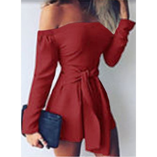 

Sexy Off Shoulder Jumpsuit Long Sleeve Bandage Casual Slim Rompers