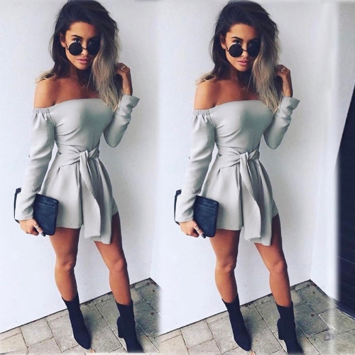 

Sexy Off Shoulder Jumpsuit Long Sleeve Bandage Casual Slim Rompers