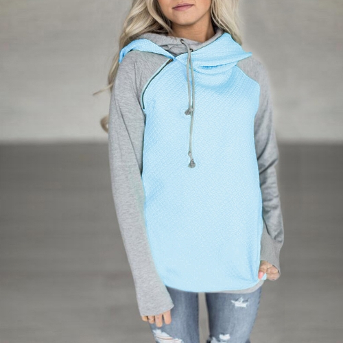 YYear Womens Casual Contrast Color Fashion Drawstring Pullover Sweatshirts Tops