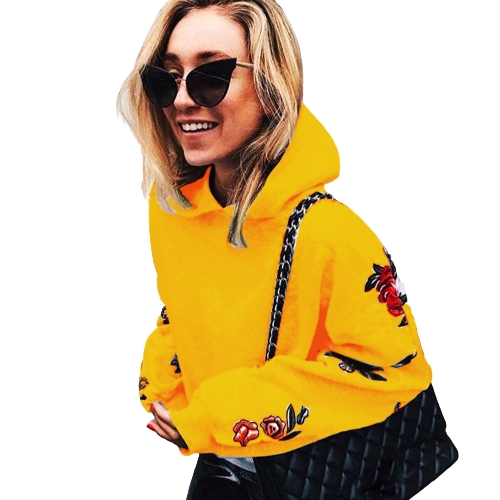

Hoodie Sweatshirts Floral Print Long Sleeve Pullover Hooded Loose Tops