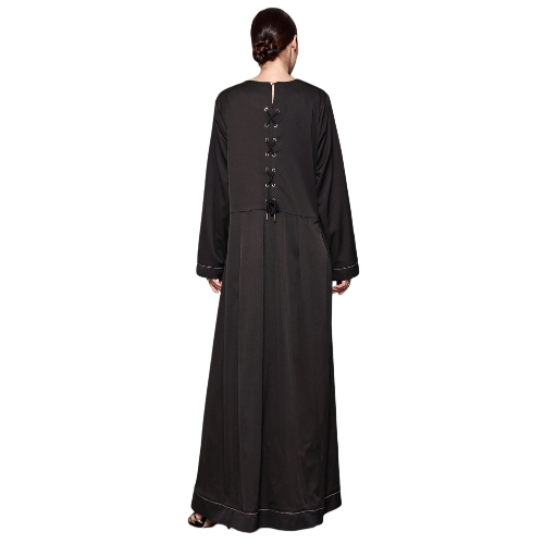

Женское мусульманское платье Maxi Lace Up с длинным рукавом Abaya Kaftan Исламское арабское платье с длинным платьем