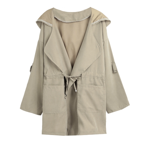 

Jacket Coat Hooded Solid Overcoat Long Sleeve Pockets Casual Outerwear