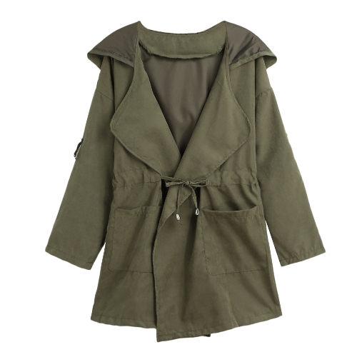 

Jacket Coat Hooded Solid Overcoat Long Sleeve Pockets Casual Outerwear