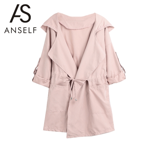 

Autumn Winter Women Jacket Coat Hooded Solid Overcoat Long Sleeve Pockets Casual Outerwear