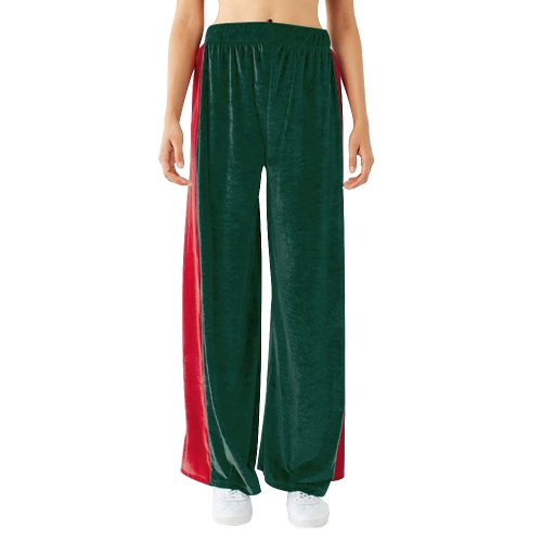 

Fashion Women Striped Velvet Elastic High Waist Wide Leg Pants