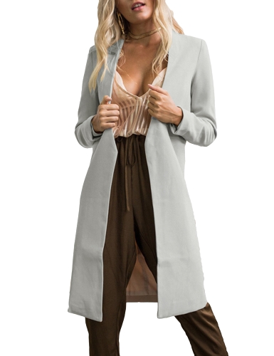 Autunno Inverno Donna Long Coat Cardigan Aprire Manica lunga anteriore Solido Slim Warm Overwear Overwear