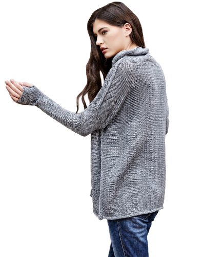 

Casual Women Knitted Sweater Turtleneck Drop Shoulder Long Sleeves Loose Long Pullover Knitwear