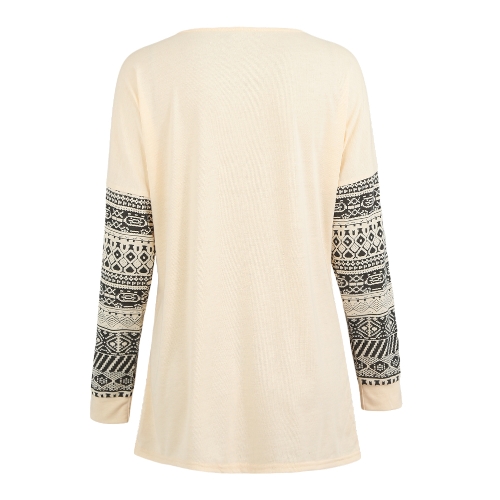 

Women Long Sleeve O-Neck Geometric Print Sleeve T-Shirt
