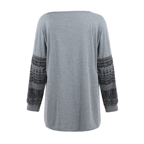 

Women Long Sleeve O-Neck Geometric Print Sleeve T-Shirt