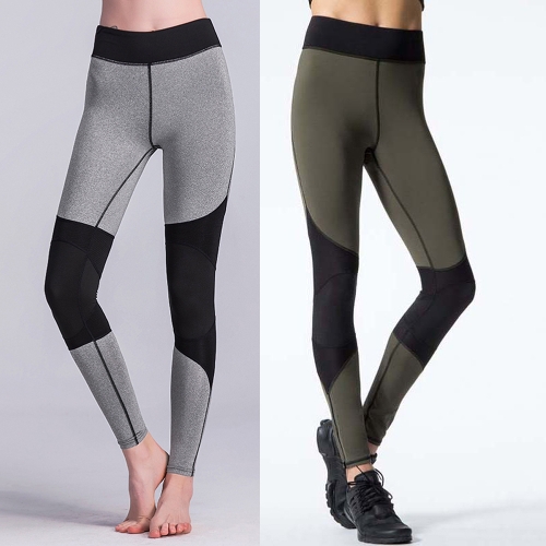 

Sexy Women Contrast Splice Sports Leggings Yoga Pants Workout Running Skinny Slim Fitness Tights Grey/Green