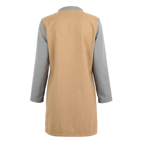 Women Winter Coat Color Splice Long Sleeves Side Pockets Buttons Warm Casual Outerwear huismerk kopen in de aanbieding Women Winter Coat Color Splice Long Sleeves Side Pockets Buttons Warm Casual Outerwear huismerk kopen in de aanbieding
