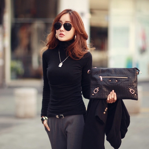 

Women Turtleneck Long Sleeve Regular fit T-Shirt