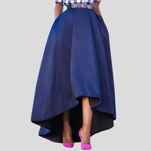 

Fashion Women High Waist High Low Pleated Midi Skirt