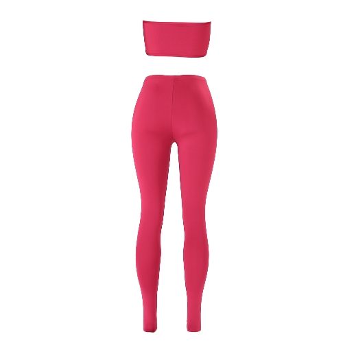 

Sexy Women Two-piece Set Strapless Crop Top Bandage Bodycon Long Pants Solid Slim Party Club Suits