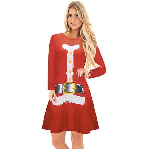 

Women Christmas Cartoon Santa Reindeer Dress
