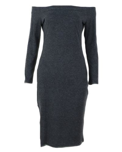 

Выкл. Плечо Slit Hem Bodycon Midi Dress