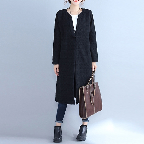 

Зимние женские V-образным вырезом Длинные пальто Карманы Теплые куртки Кардиган Верхняя одежда Шинель