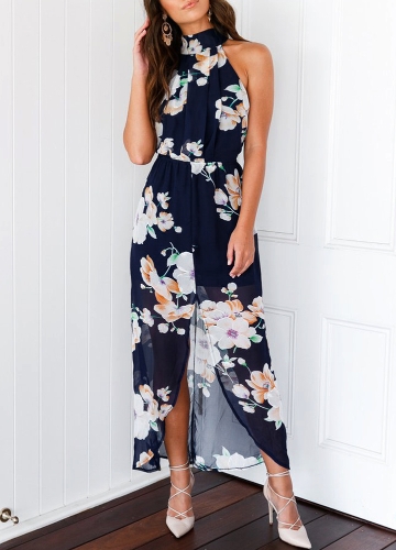 

Sexy Women Halter Floral Print Dress
