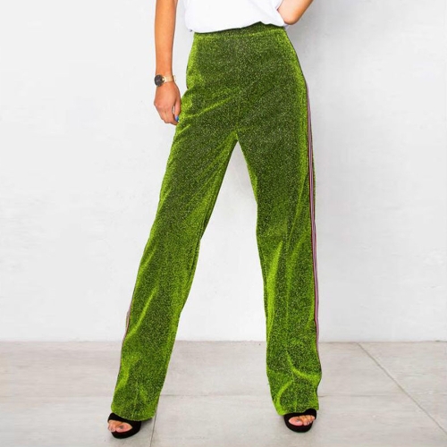 

Women Elastic Waist Straight Side Stripe Leg Pants