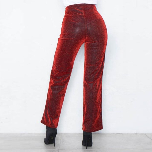 

Women Elastic Waist Straight Side Stripe Leg Pants