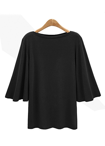 

Женщины Batwing Sleeve Plus Размер O Шея 3/4 Футболка с рукавом