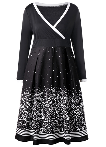 

Женщины Плюс Размер Платье Dot Stripe Print Midi Party Dresses