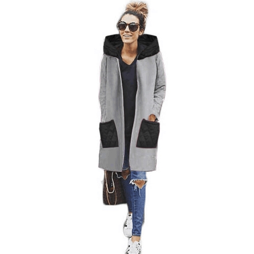 

Women Long Hoodie Sweatshirt Coat Pockets Zip Up Outerwear