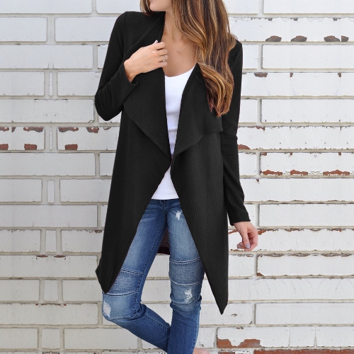 

Women Waffle Knitted Bertha Cardigan Coat