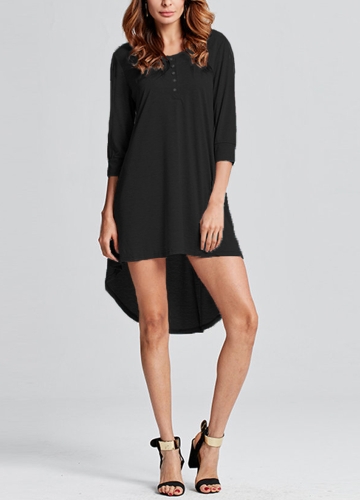 

Женская длинная туника Top Basic Button Front O-Neck Нерегулярная футболка с чехлом