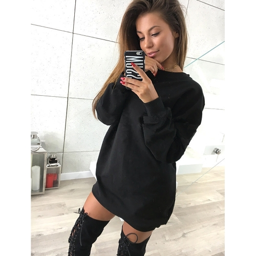

Женщины Толстовка Длинные рукава O-Шея Твердые Случайные Loose Длинный Топ Пуловер