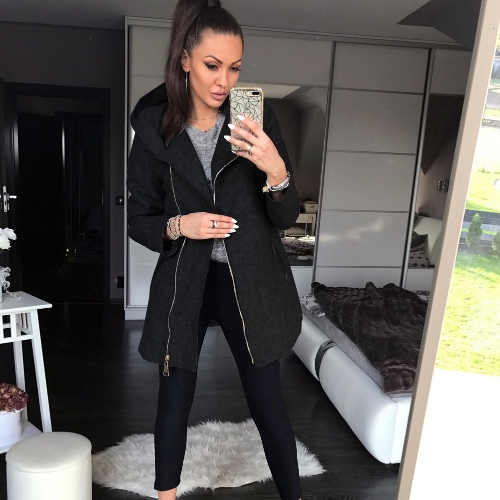 

Women Casual Zip Up Hoodie Long Sleeves Pockets Sweatshirt Coat