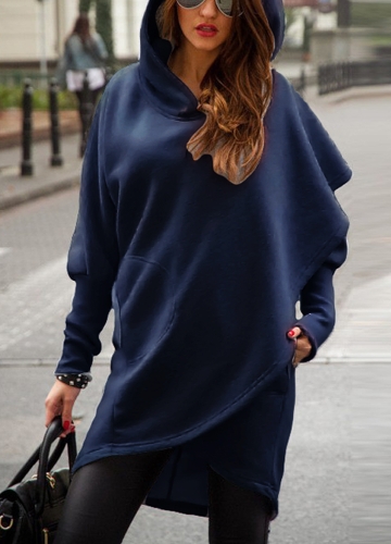 

Casual Women Long Sleeve Asymmetric Loose Irregular Pullover Hoodied